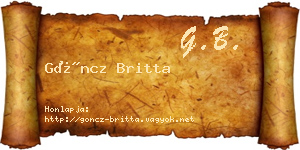 Göncz Britta névjegykártya